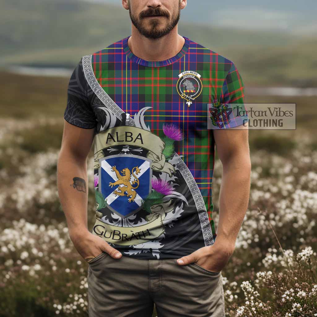 Chalmers Tartan Family Crest T-Shirt Lion Rampant Royal Thistle Shield Celtic Inspired - Tartan Vibes Clothing