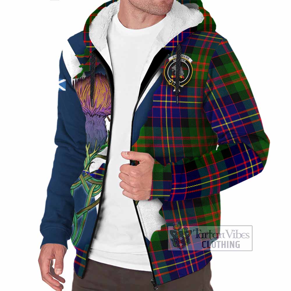 Chalmers Tartan Family Crest Sherpa Hoodie Scottish Thistle Celtic Inspired - Tartan Vibes Clothing