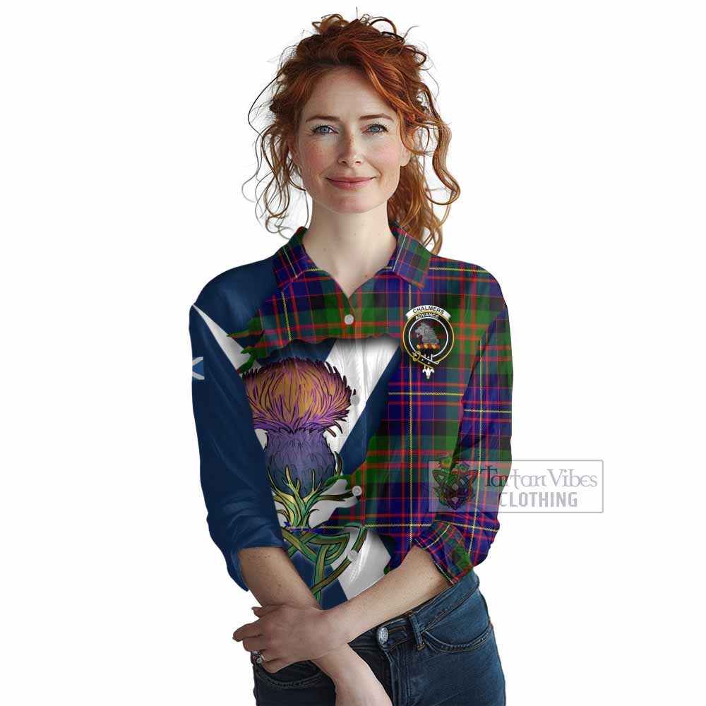 Chalmers Tartan Family Crest Women's Casual Shirt Scottish Thistle Celtic Inspired - Tartan Vibes Clothing