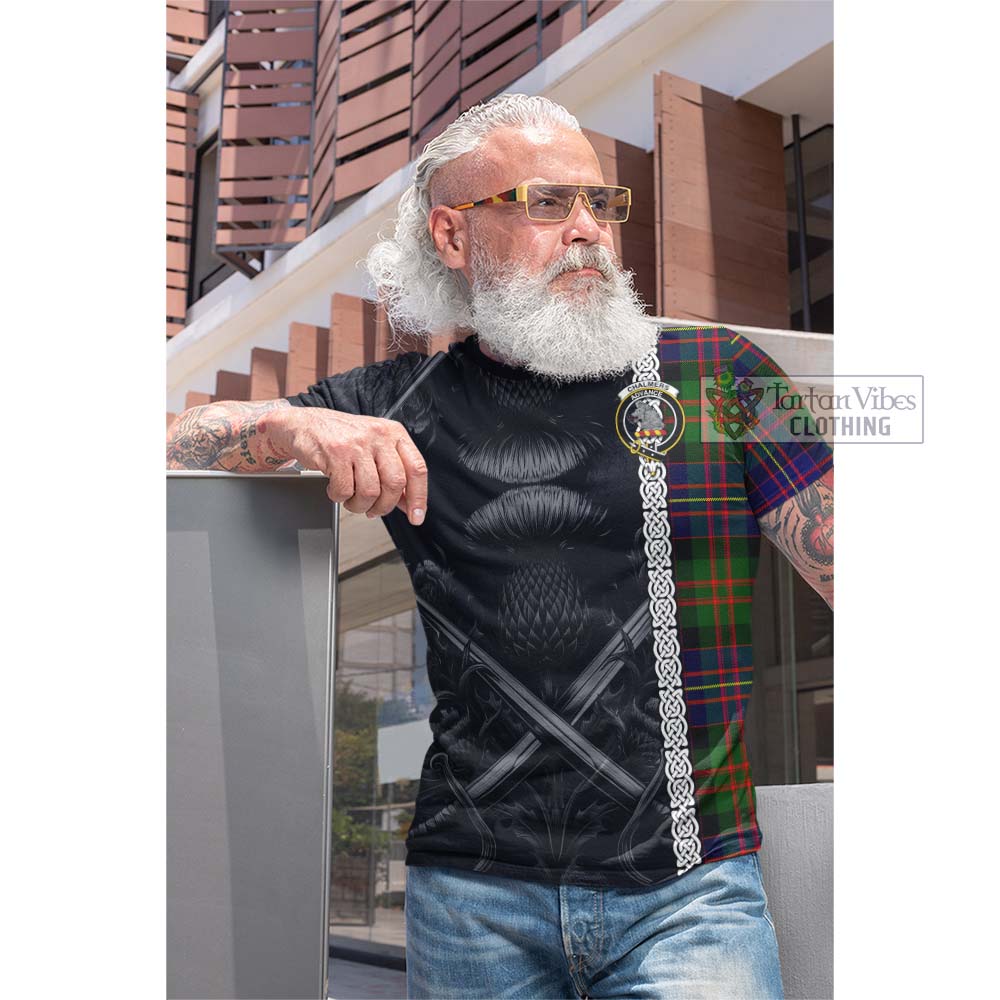 Chalmers Tartan Cotton T-shirt with Family Crest Cross Sword Thistle Celtic Vibes - Tartan Vibes Clothing