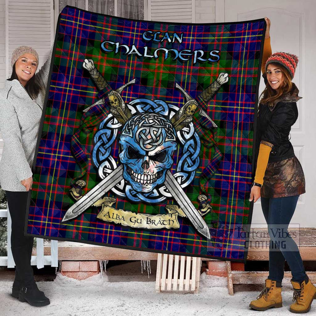 Chalmers Tartan Quilt with Celtic Skull Alba Gu Brath Style - Tartan Vibes Clothing