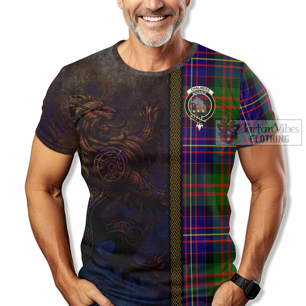 Chalmers Tartan Family Crest T-Shirt Alba Gu Brath Be Brave Lion Ancient Style - Tartan Vibes Clothing