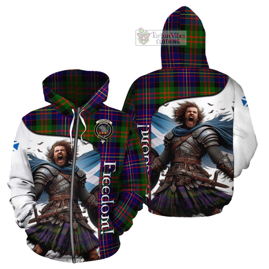 Tartan Vibes Clothing Chalmers Crest Tartan Cotton Hoodie Inspired by the Freedom of Scottish Warrior