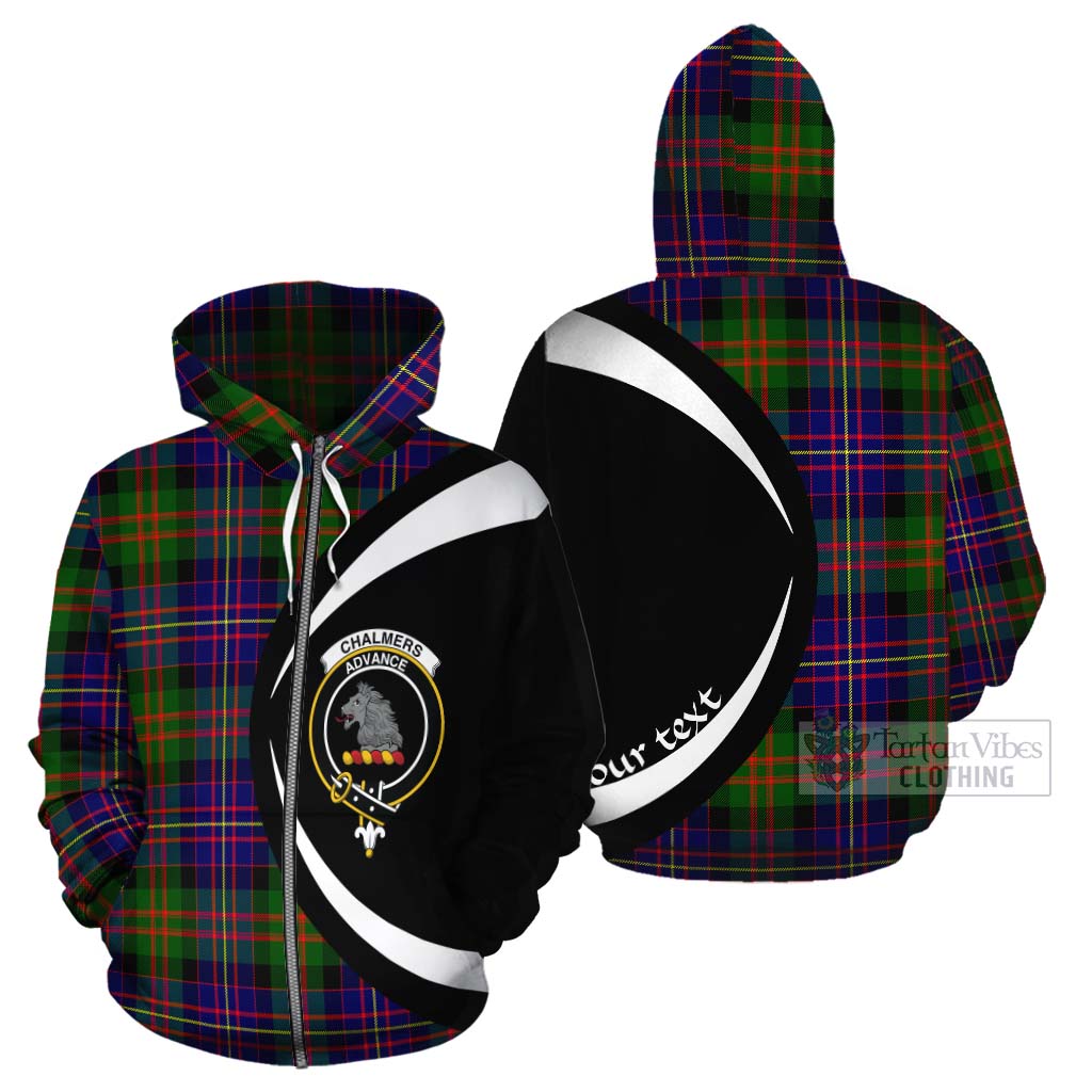 Chalmers Tartan Cotton Hoodie with Family Crest Circle Style - Tartan Vibes Clothing