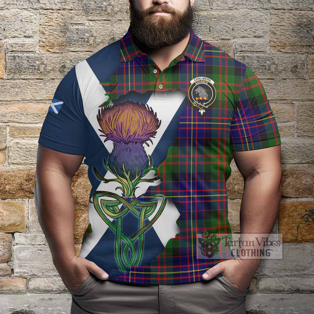 Chalmers Tartan Family Crest Polo Shirt Scottish Thistle Celtic Inspired - Tartan Vibes Clothing