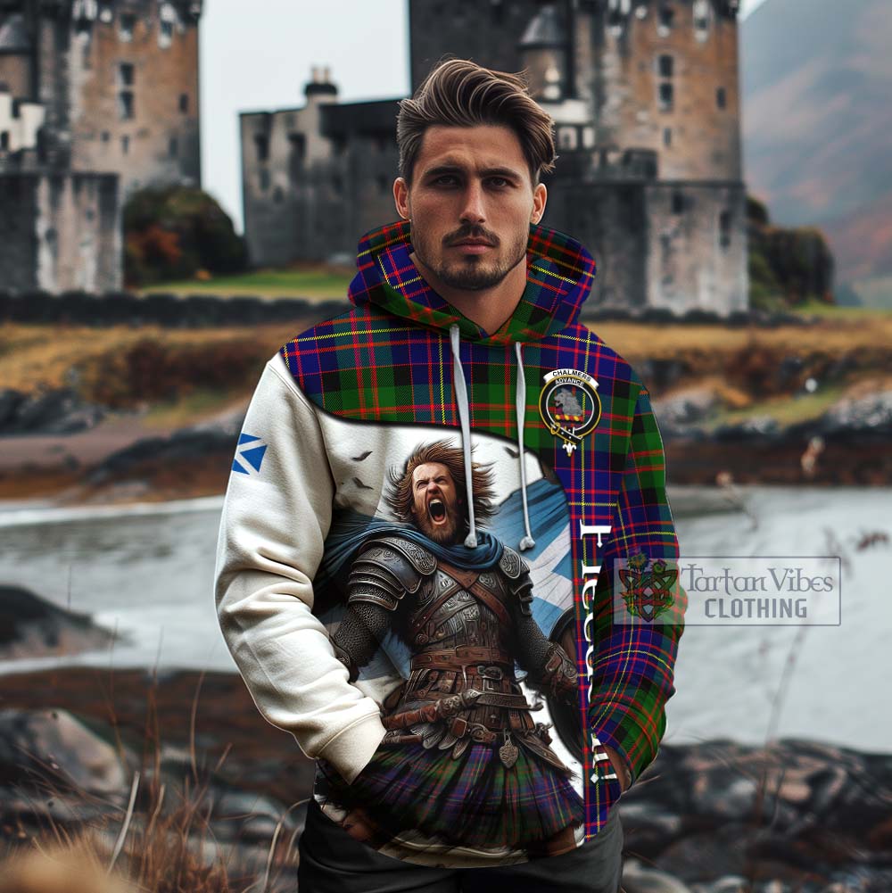 Tartan Vibes Clothing Chalmers Crest Tartan Cotton Hoodie Inspired by the Freedom of Scottish Warrior