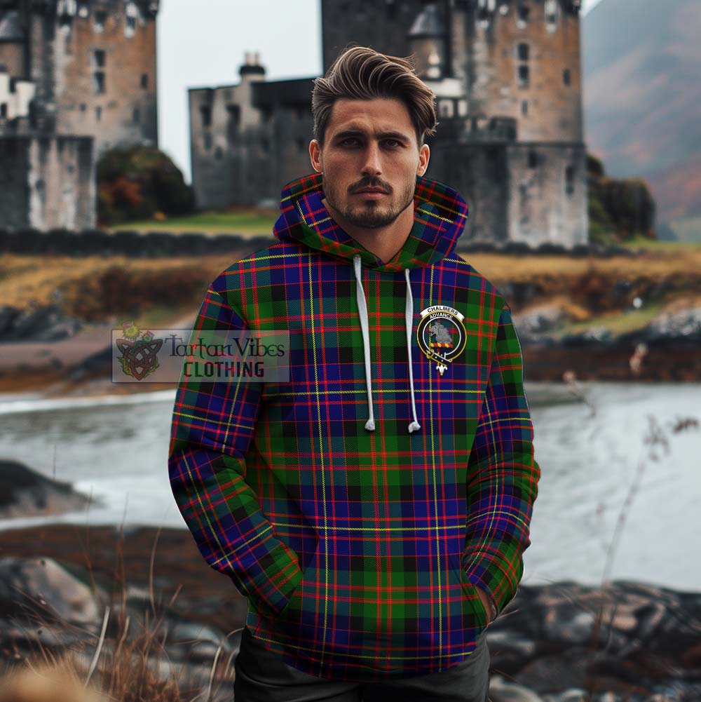 Chalmers Tartan Cotton Hoodie with Family Crest Celtic Skull Style - Tartan Vibes Clothing