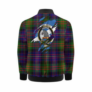 Chalmers Clan Crest In Me Tartan Kid Bomber Jacket Scotland Flag Style