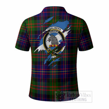 Chalmers Clan Crest In Me Tartan Polo Shirt Scotland Flag Style