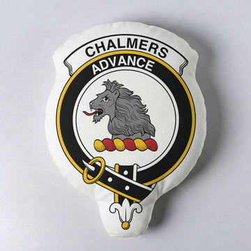 Chalmers Clan Crest Shaped Throw Pillow, Scottish Clan Badge Decorative Pillow