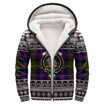Chalmers Clan Tartan Christmas Fleece Hoodie with Family Crest
