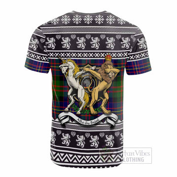 Chalmers Clan Tartan Crest Christmas Cotton T-shirt Coat of Arms Funny Style