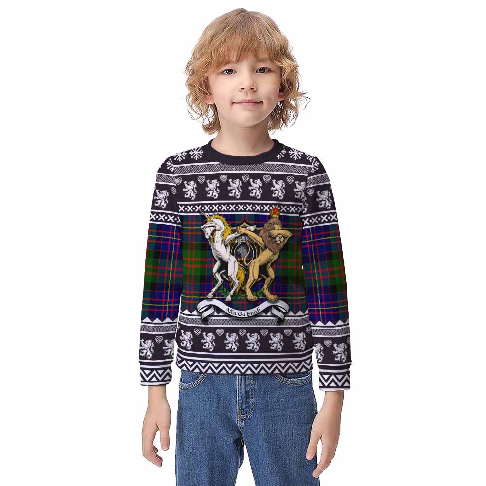 Chalmers Clan Tartan Crest Christmas Kid Ugly Sweatshirt Coat of Arms Funny Style - Tartan Vibes Clothing