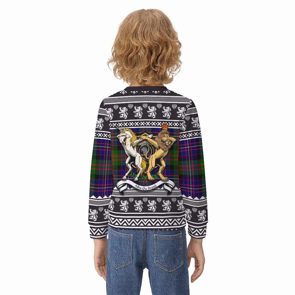 Chalmers Clan Tartan Crest Christmas Kid Ugly Sweatshirt Coat of Arms Funny Style - Tartan Vibes Clothing