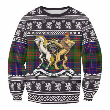 Chalmers Clan Tartan Crest Christmas Sweatshirt Coat of Arms Funny Style