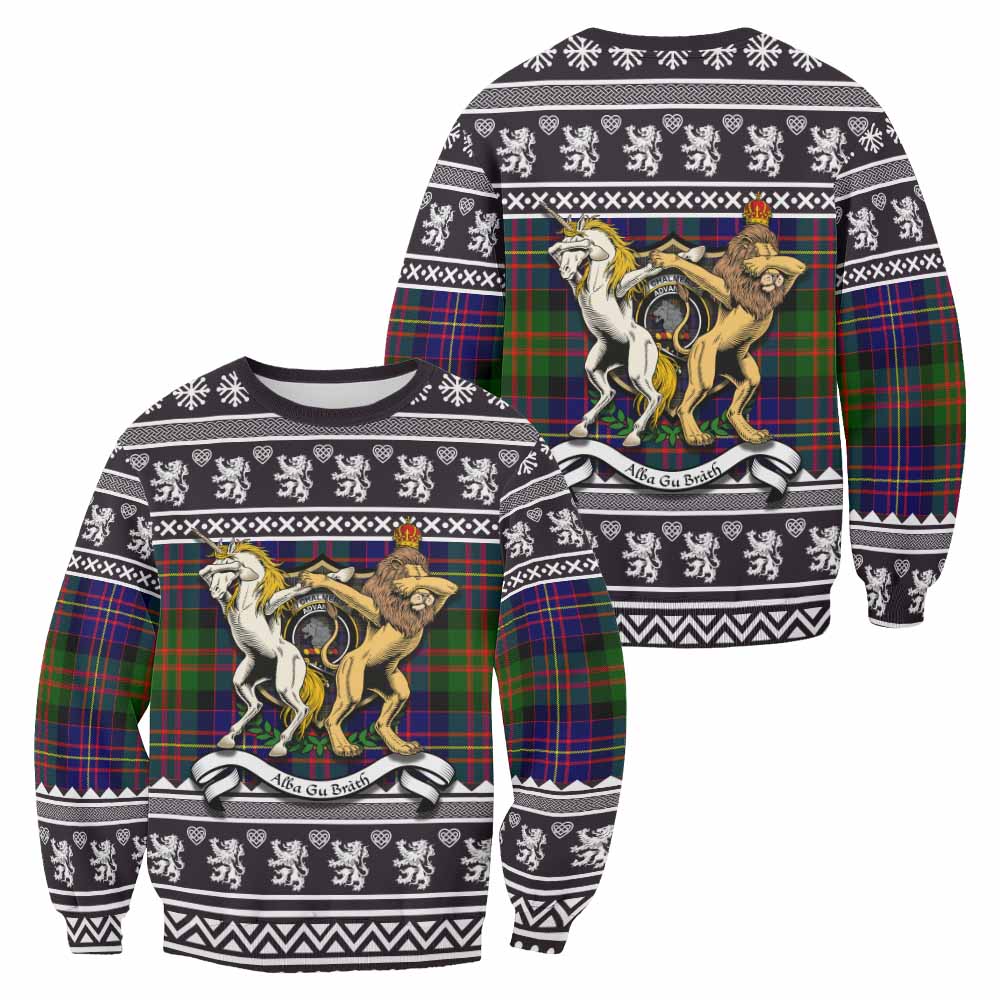 Chalmers Clan Tartan Crest Christmas Sweatshirt Coat of Arms Funny Style - Tartan Vibes Clothing