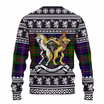 Chalmers Clan Tartan Crest Christmas Ugly Sweater Coat of Arms Funny Style
