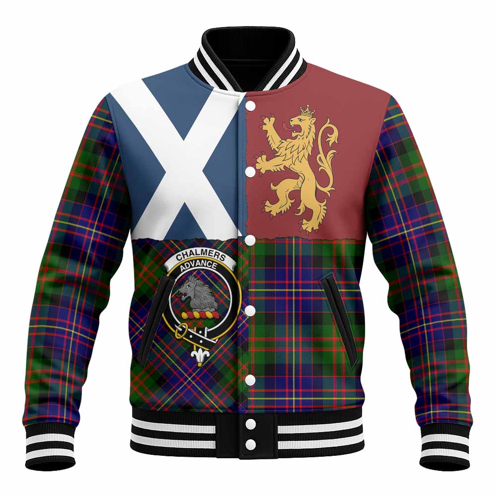 Chalmers Crest Tartan Baseball Jacket with Lion Rampant Saltire Style
