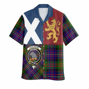 Chalmers Crest Tartan Hawaiian Shirt with Lion Rampant Saltire Style