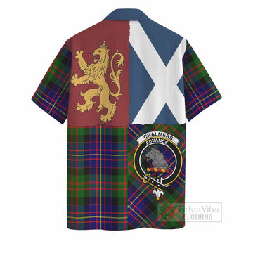 Chalmers Crest Tartan Hawaiian Shirt with Lion Rampant Saltire Style