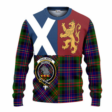 Chalmers Crest Tartan Knitted Sweater with Lion Rampant Saltire Style