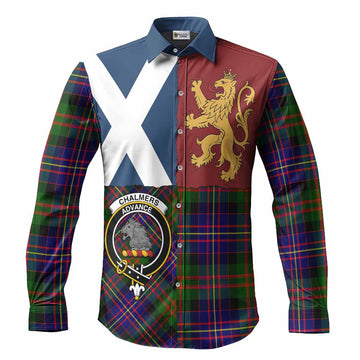 Chalmers Crest Tartan Long Sleeve Button Shirts with Lion Rampant Saltire Style