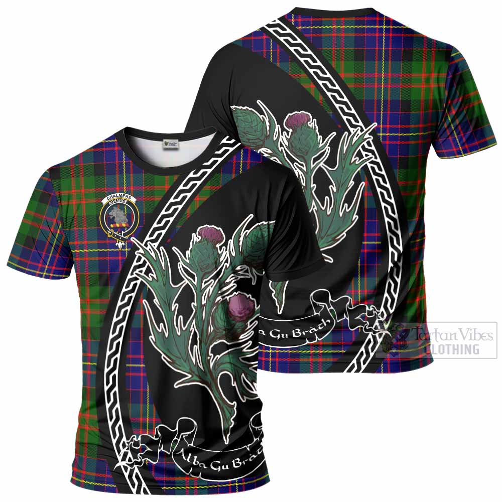 Chalmers Family Crest Tartan T-Shirt Alba Thistle Inspired - Tartan Vibes Clothing