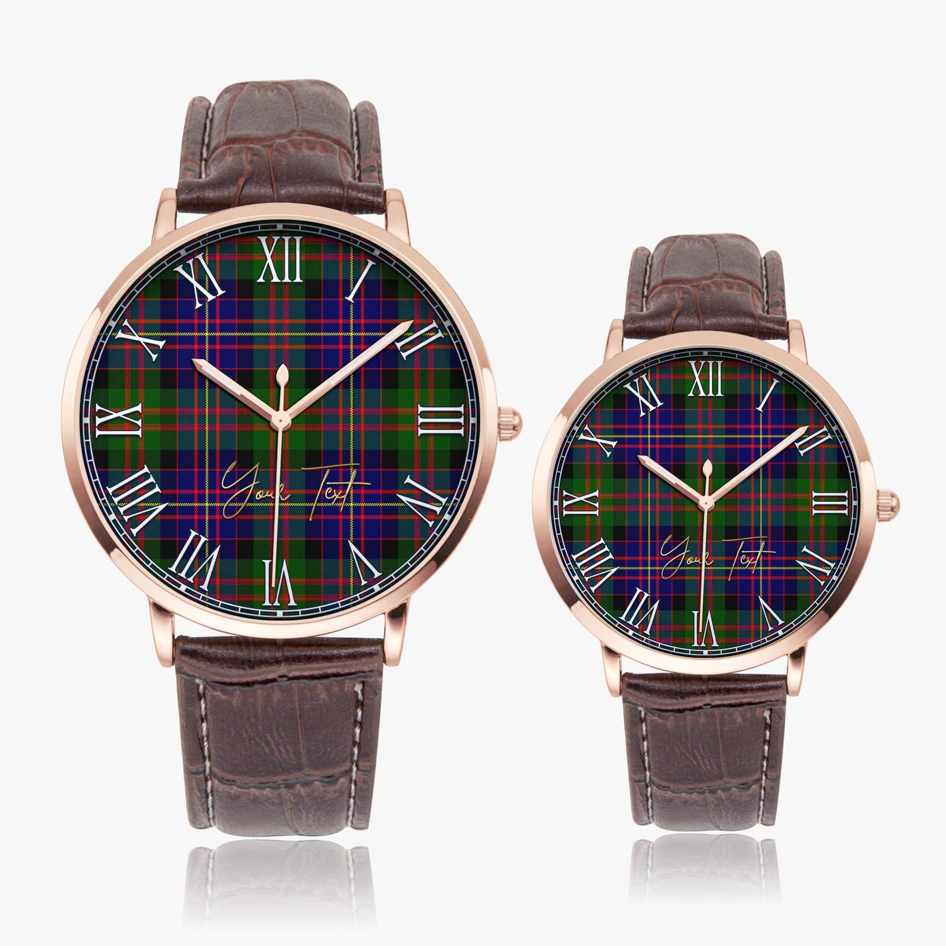 Chalmers Tartan Personalized Your Text Leather Trap Quartz Watch - Tartan Vibes Clothing