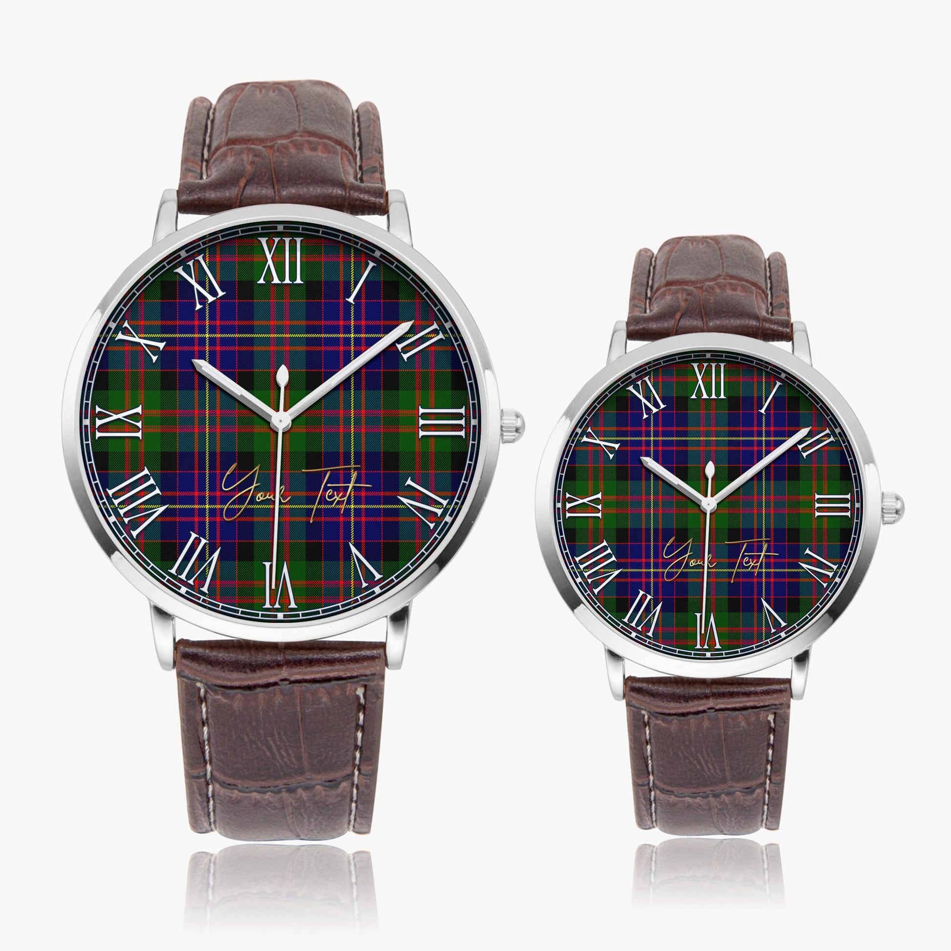 Chalmers Tartan Personalized Your Text Leather Trap Quartz Watch - Tartan Vibes Clothing