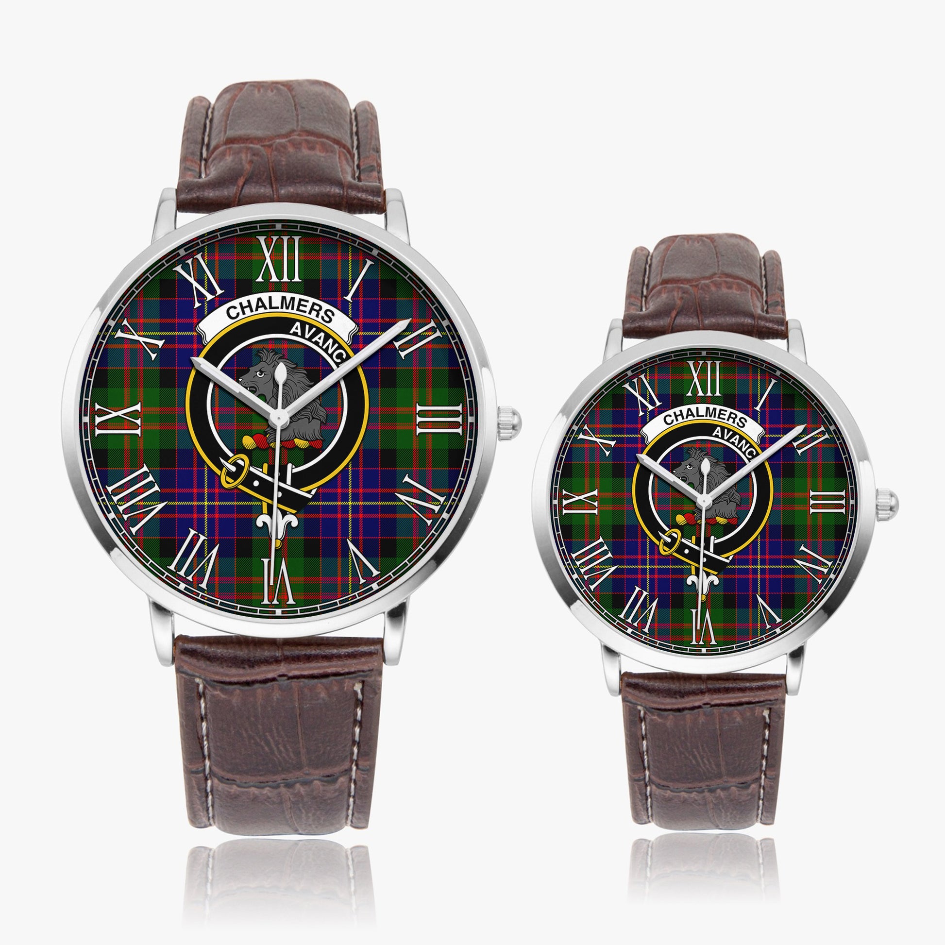 Chalmers Tartan Family Crest Leather Strap Quartz Watch - Tartan Vibes Clothing