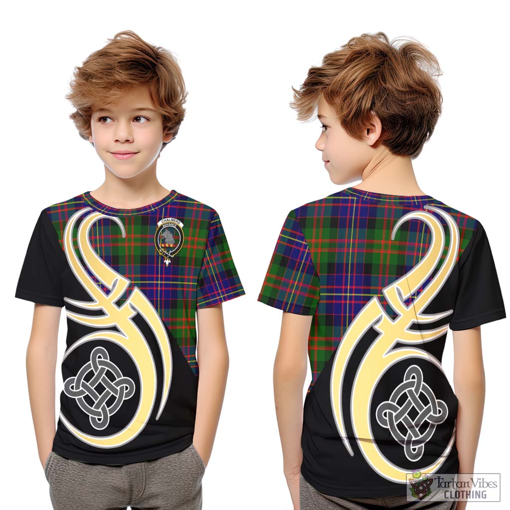 Chalmers Tartan Kid T-Shirt with Family Crest and Celtic Symbol Style Youth XL Size14 - Tartan Vibes Clothing