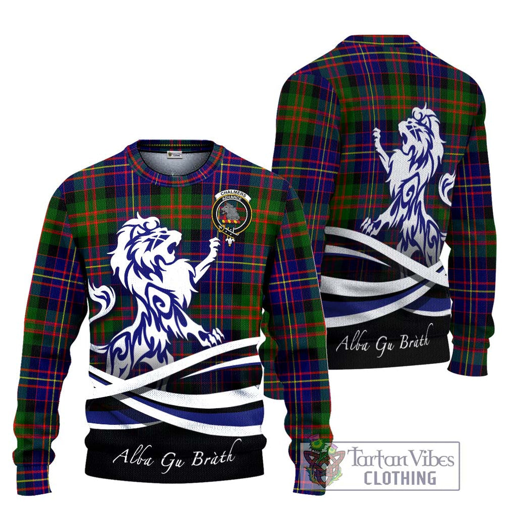 Chalmers Tartan Ugly Sweater with Alba Gu Brath Regal Lion Emblem Unisex - Tartan Vibes Clothing