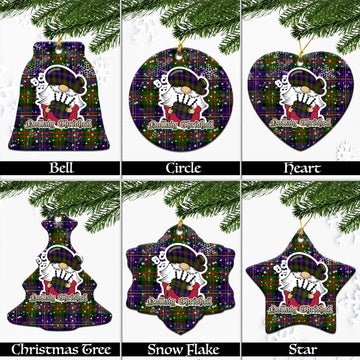 Chalmers Tartan Christmas Ceramic Ornaments with Scottish Gnome Playing Bagpipes Ceramic - Tartan Vibes Clothing