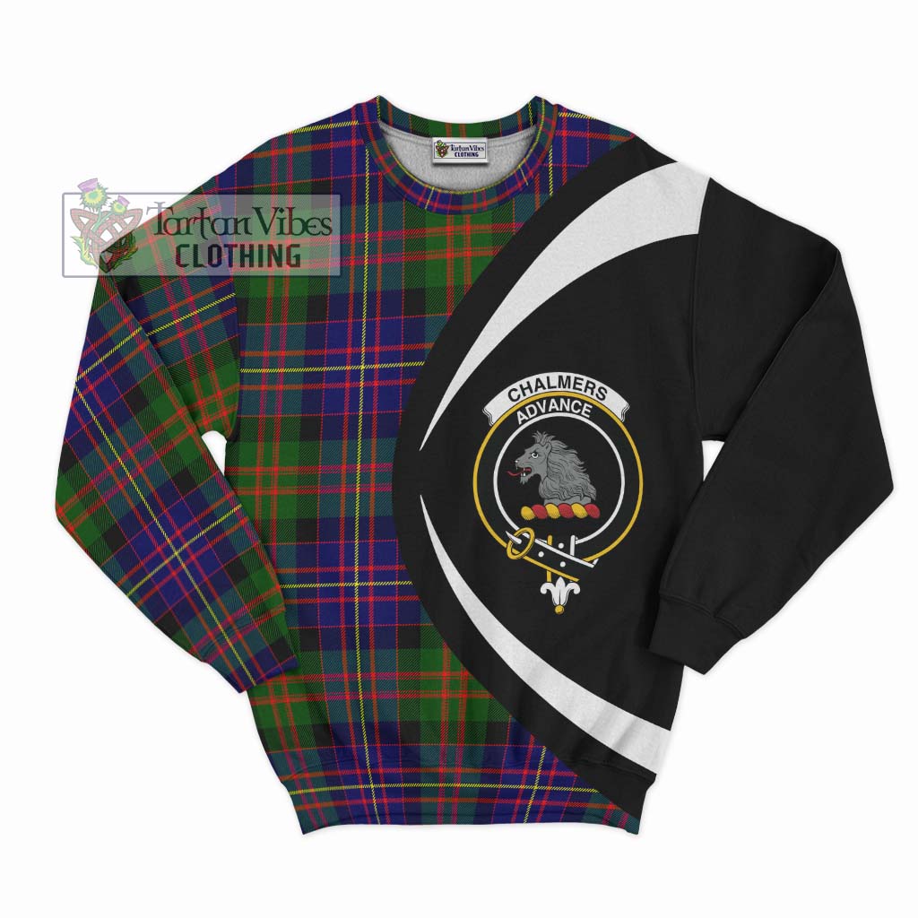 Chalmers Tartan Sweatshirt with Family Crest Circle Style Unisex - Tartan Vibes Clothing