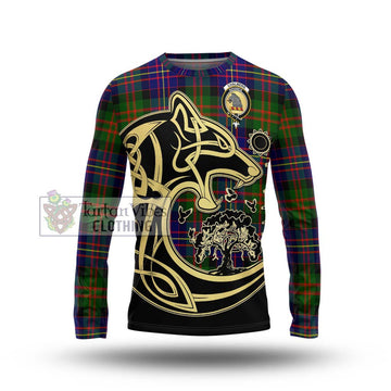 Chalmers Tartan Long Sleeve T-Shirt with Family Crest Celtic Wolf Style Unisex - Tartan Vibes Clothing