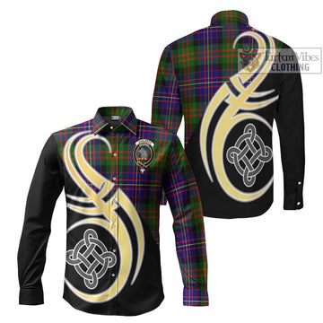 Chalmers Tartan Long Sleeve Button Shirt with Family Crest and Celtic Symbol Style Men's Shirt S - Tartan Vibes Clothing
