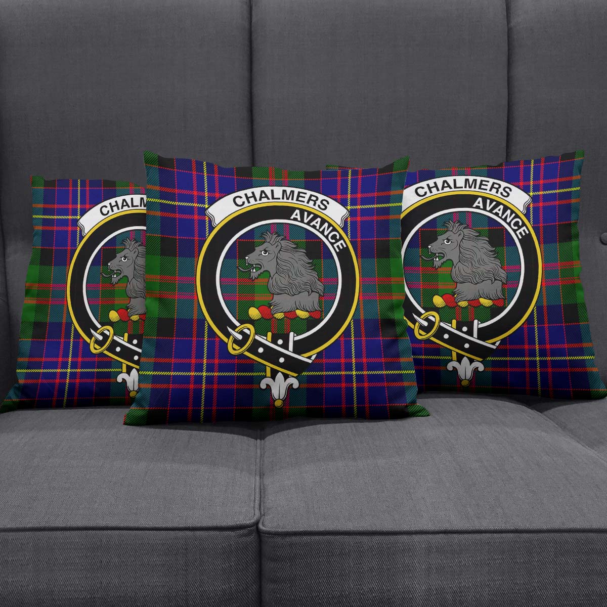 Chalmers Tartan Pillow Cover with Family Crest Rectangle Pillow Cover 51*91cm - Tartan Vibes Clothing