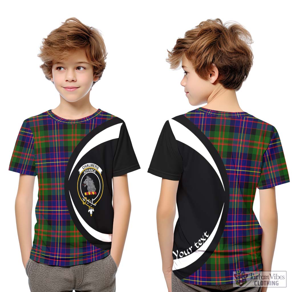 Chalmers Tartan Kid T-Shirt with Family Crest Circle Style Youth XL Size14 - Tartan Vibes Clothing