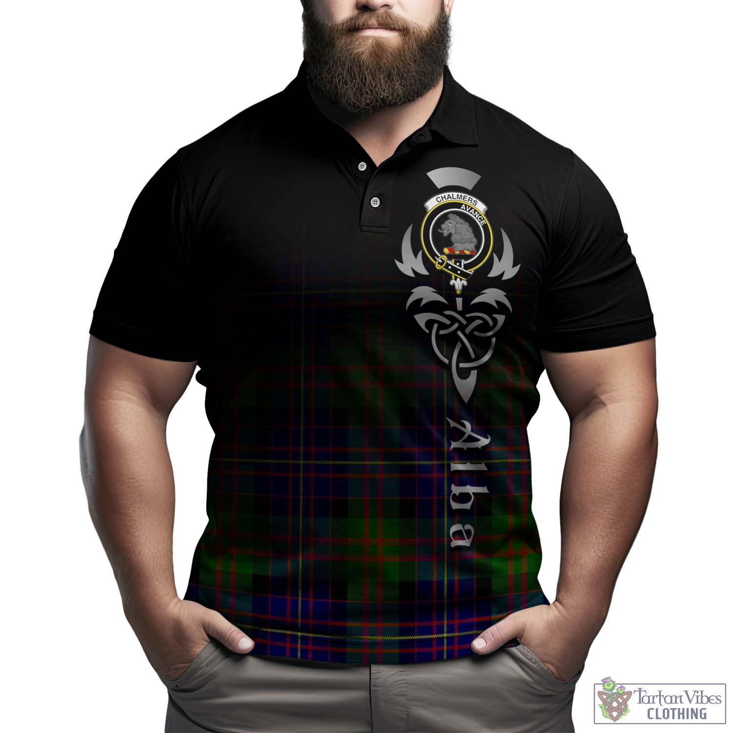 Chalmers Tartan Polo Shirt Featuring Alba Gu Brath Family Crest Celtic Inspired Kid - Tartan Vibes Clothing
