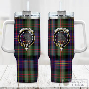Chalmers Tartan Tumbler with Handle with Family Crest One Size 40 OZ - Tartan Vibes Clothing