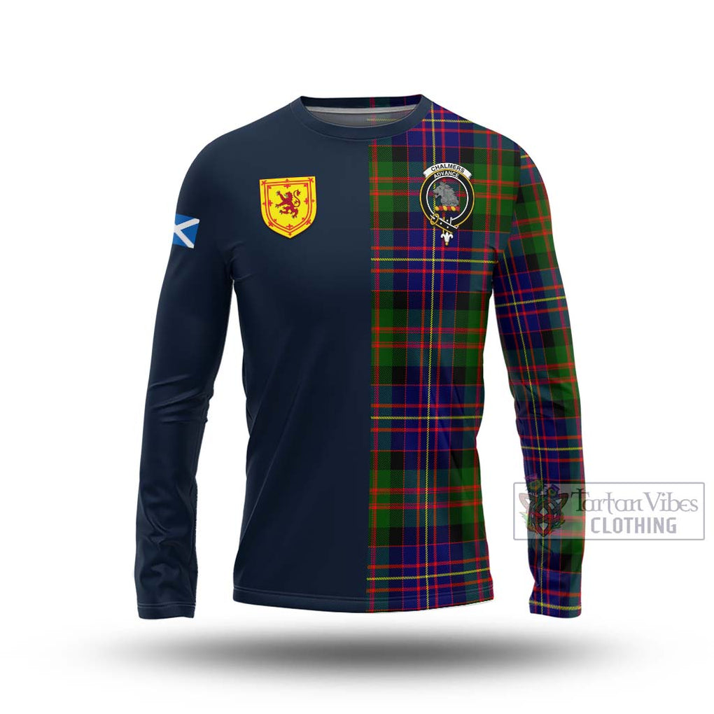 Chalmers Tartan Long Sleeve T-Shirt Alba with Scottish Lion Royal Arm Half Style Unisex - Tartan Vibes Clothing