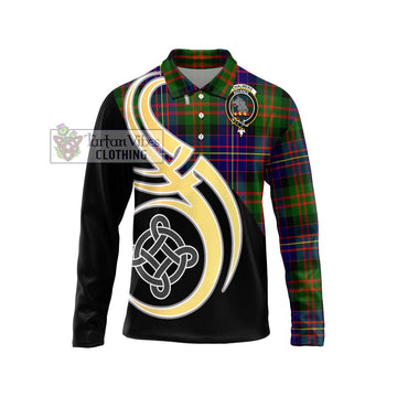 Chalmers Tartan Long Sleeve Polo Shirt with Family Crest and Celtic Symbol Style Unisex - Tartan Vibes Clothing
