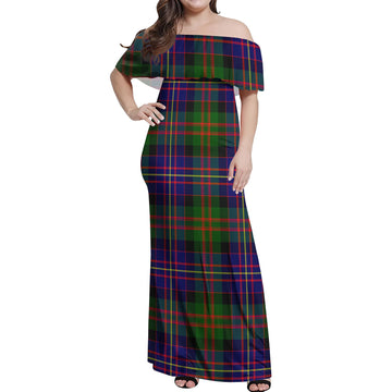 Chalmers Tartan Off Shoulder Long Dress Women's Dress - Tartan Vibes Clothing