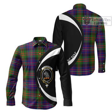 Chalmers Tartan Long Sleeve Button Up with Family Crest Circle Style Men's Shirt S - Tartan Vibes Clothing