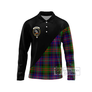 Chalmers Tartan Long Sleeve Polo Shirt with Family Crest and Military Logo Style Unisex - Tartan Vibes Clothing