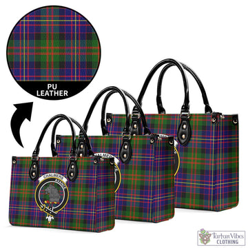 Chalmers Tartan Luxury Leather Handbags with Family Crest L - Tartan Vibes Clothing