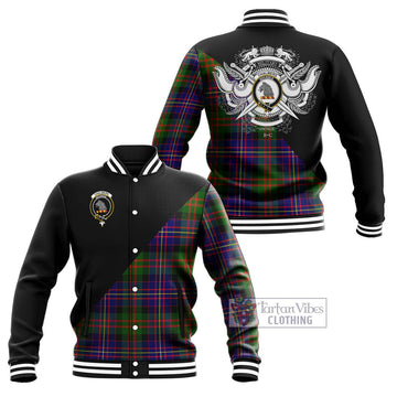 Chalmers Tartan Baseball Jacket with Family Crest and Military Logo Style Unisex - Tartan Vibes Clothing