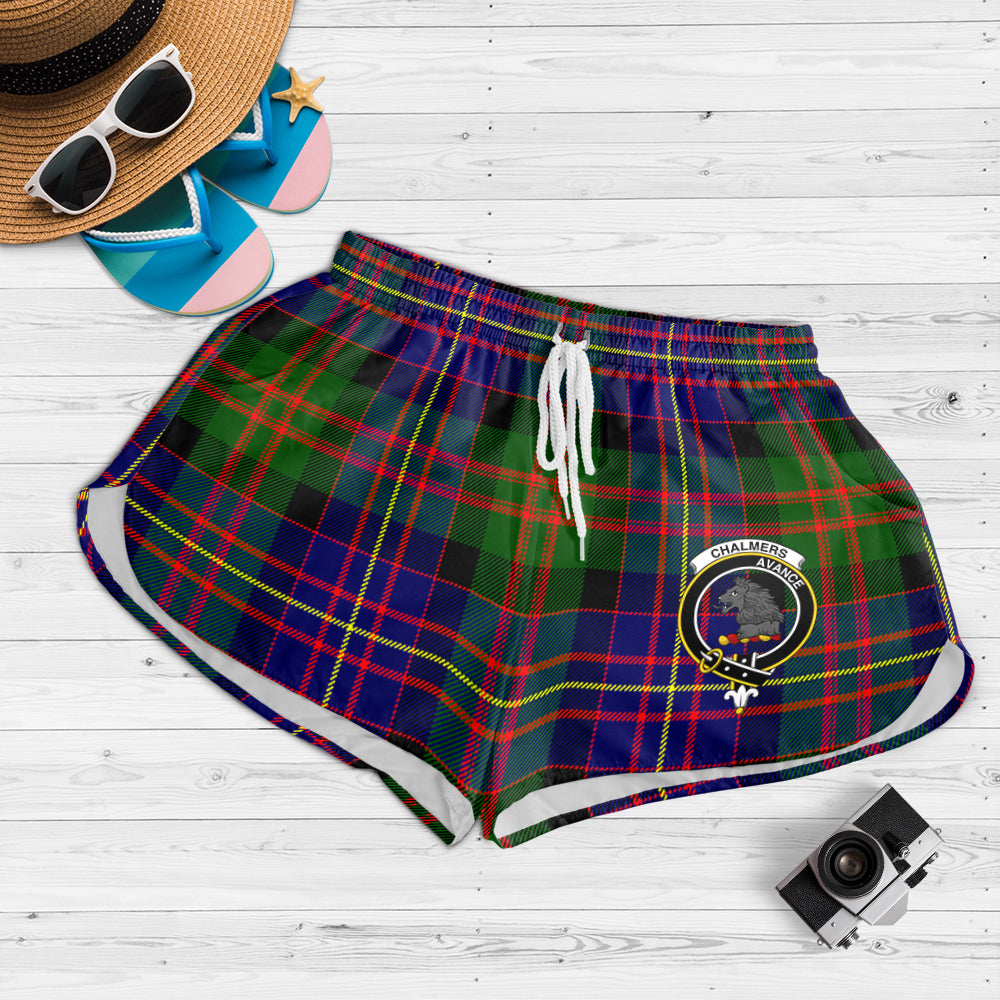 chalmers-modern-tartan-womens-shorts-with-family-crest