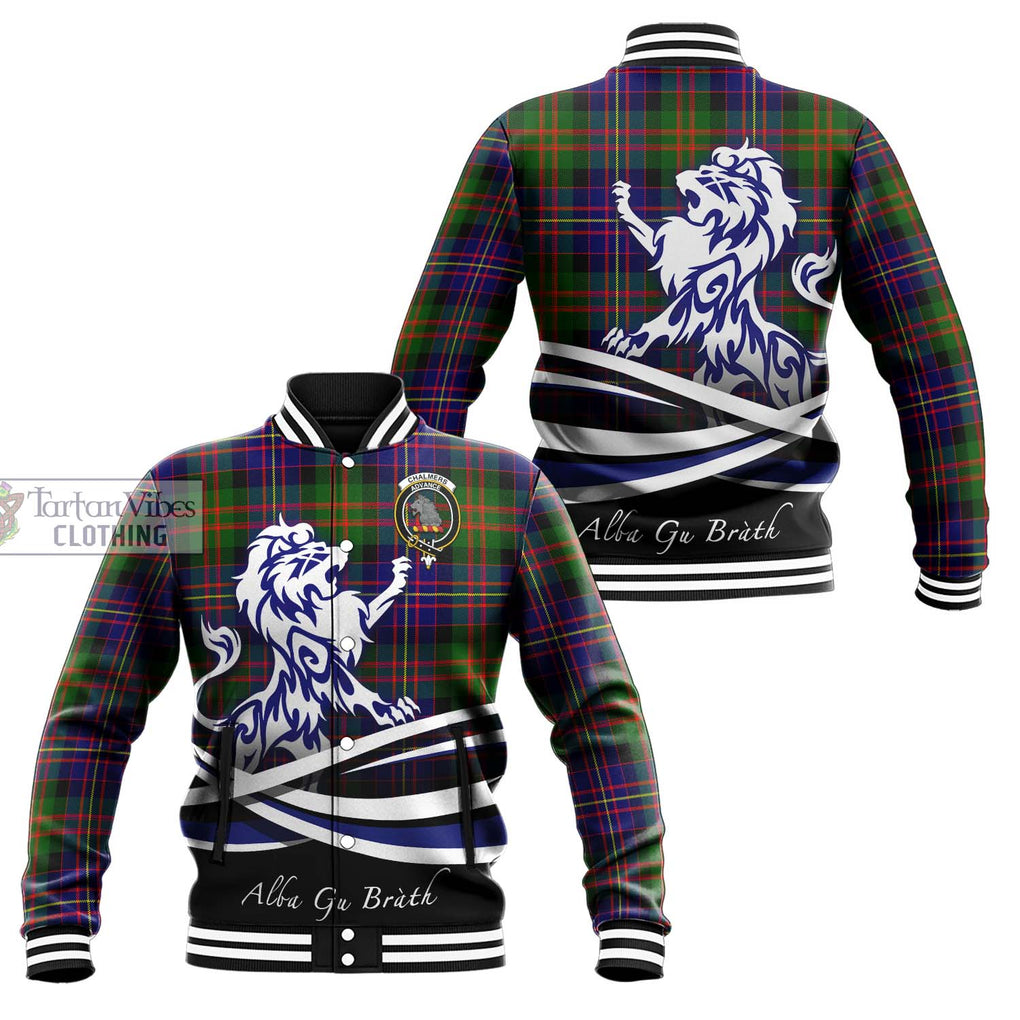 Chalmers Tartan Baseball Jacket with Alba Gu Brath Regal Lion Emblem Unisex - Tartan Vibes Clothing