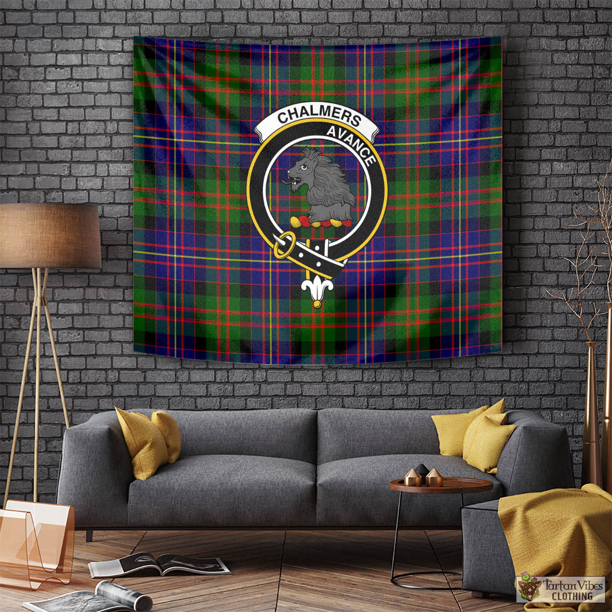 Chalmers Tartan Tapestry Wall Hanging and Home Decor for Room with Family Crest Tapestry - Tartan Vibes Clothing